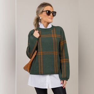 NWT Hem & Thread FROSTED WINDOWS PLAID SWEATER sz M